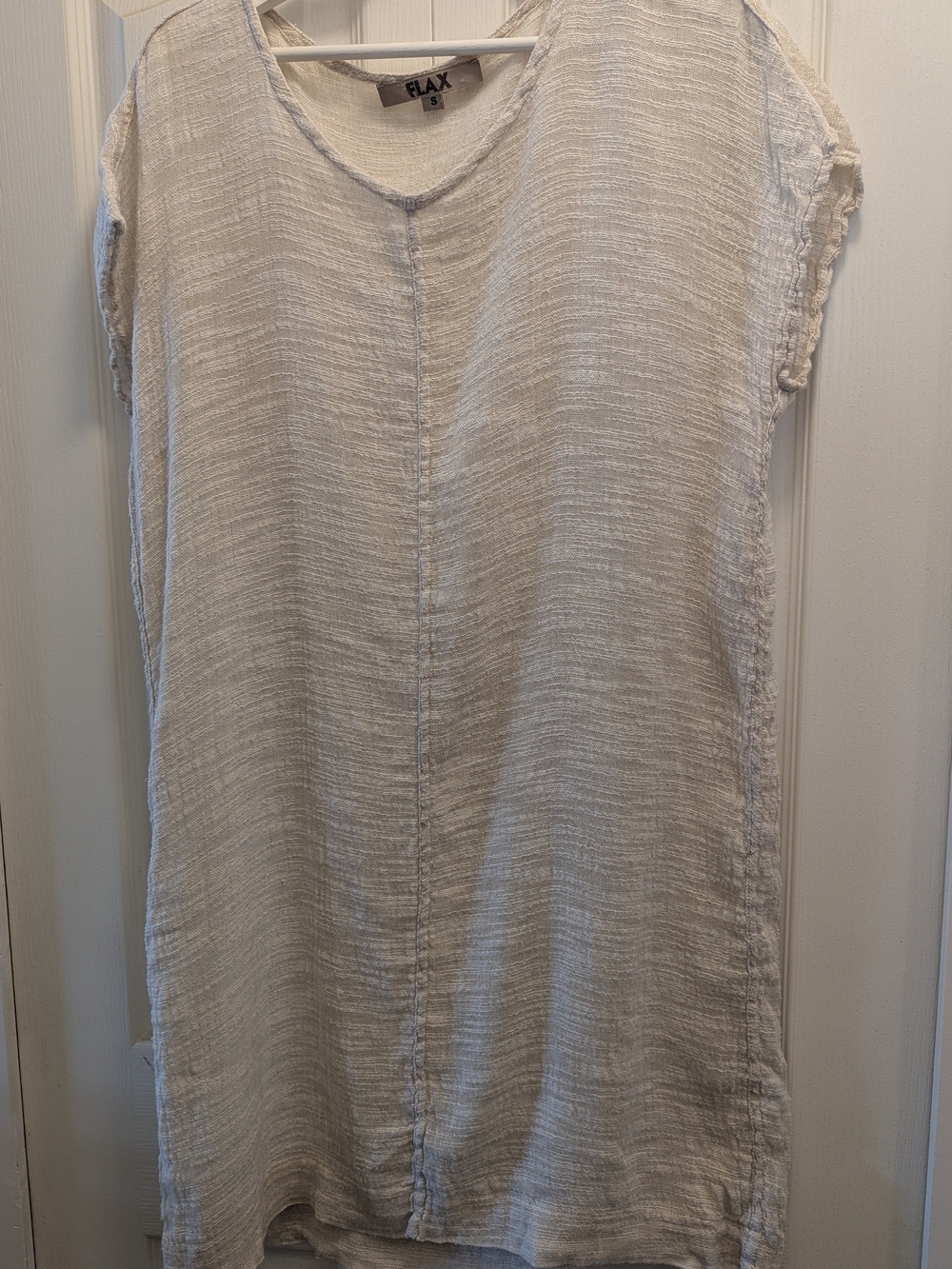 FLAX Light Cream Textured Tunic Dress - S
